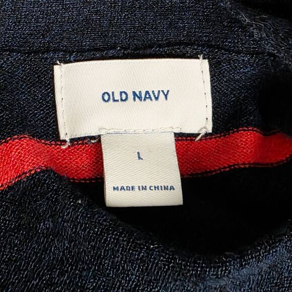 Old Navy Navy Blue & Red Striped Button Cardigan Sweater L - Picture 6 of 8